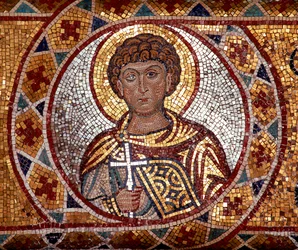 Een aartsengel. Mozaïek in de kerk van Santa Maria della Martorana in Palermo